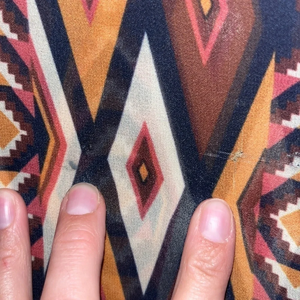 Western cowgirl button down blouse faux leather details SO Cute and unique L/ XL - Picture 10 of 11